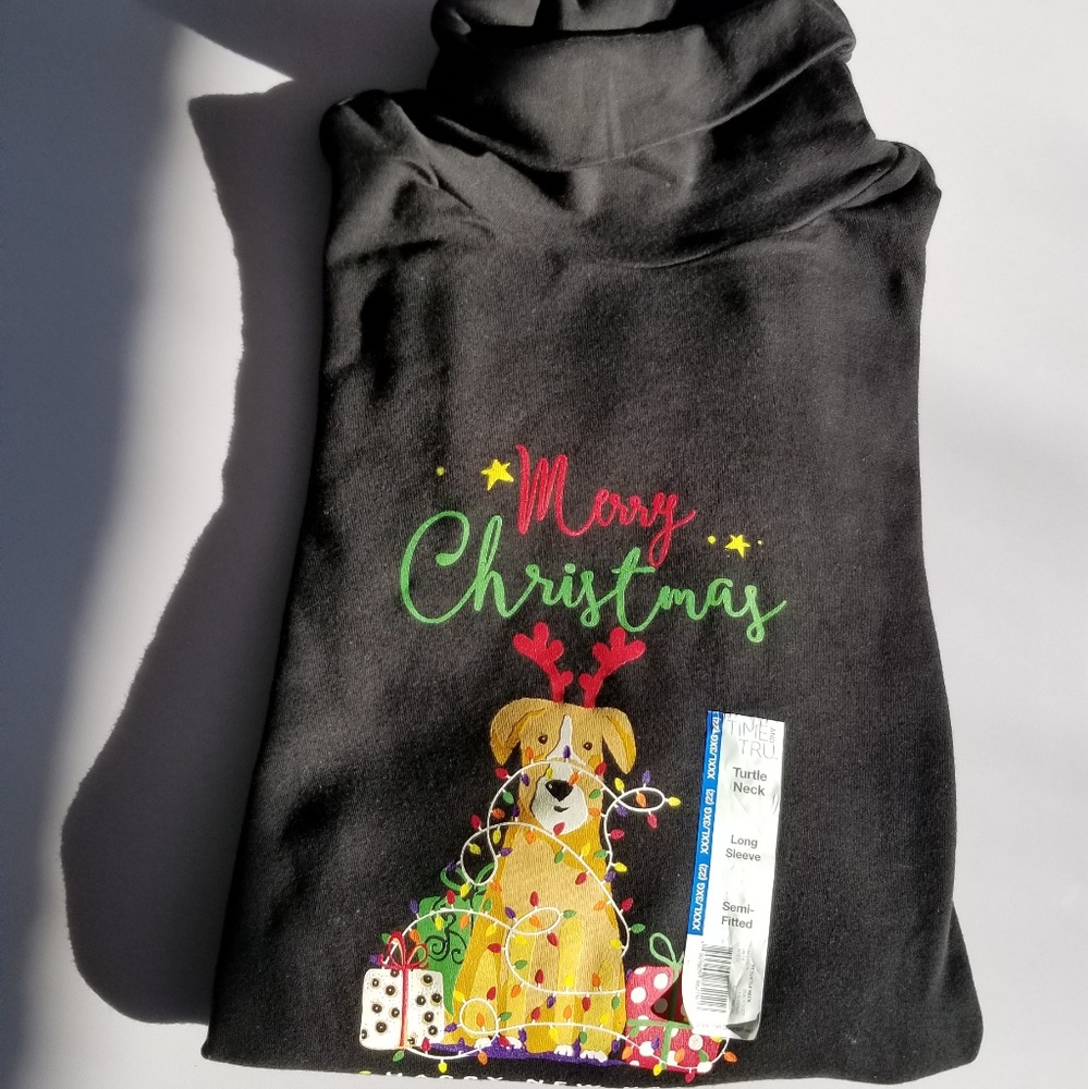 black pup Merry Christmas turtle neck